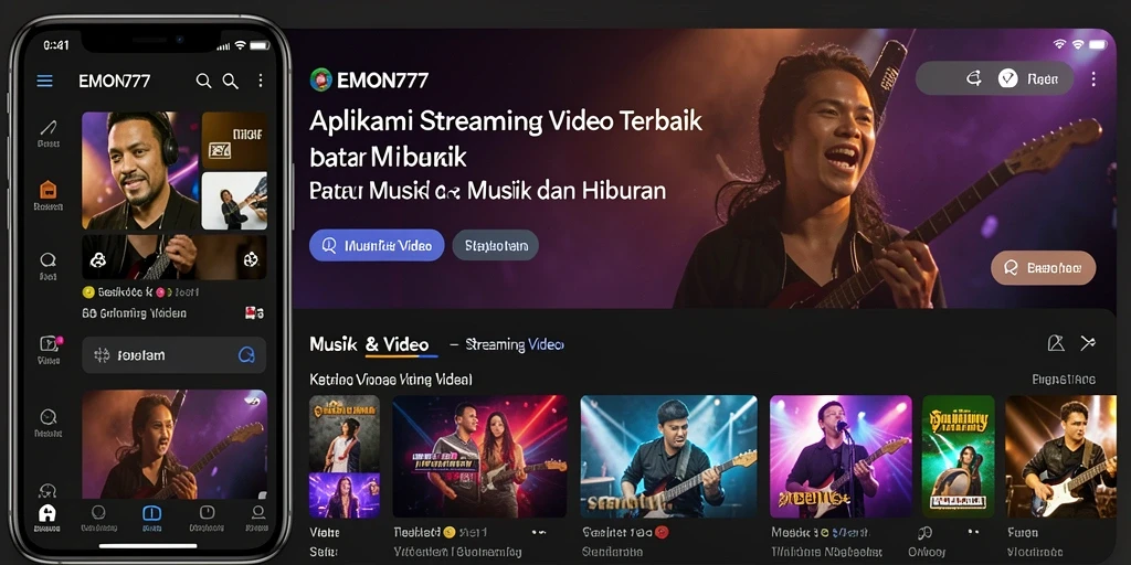 Tampilan antarmuka pengguna EMON777 saat streaming video.