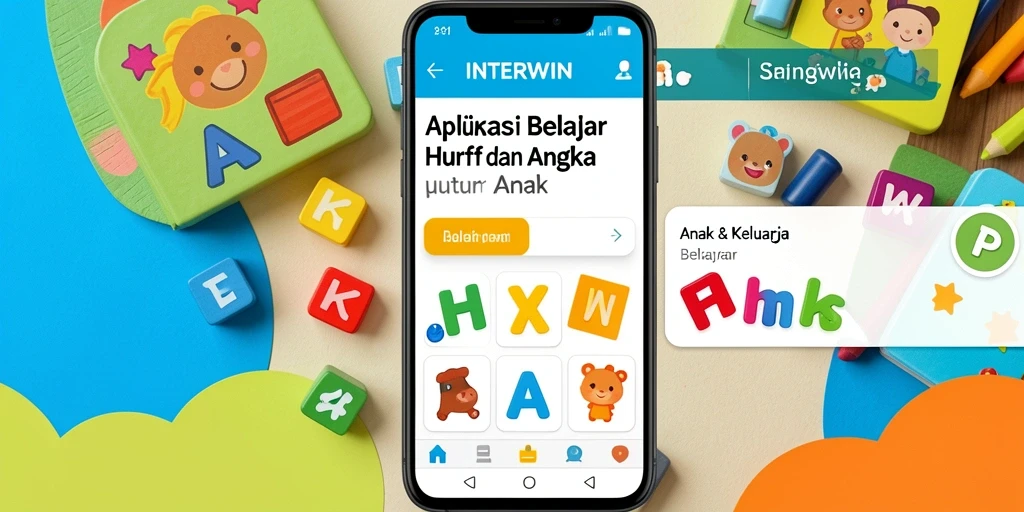 Tampilan antarmuka aplikasi INTERWIN untuk belajar huruf dan angka.