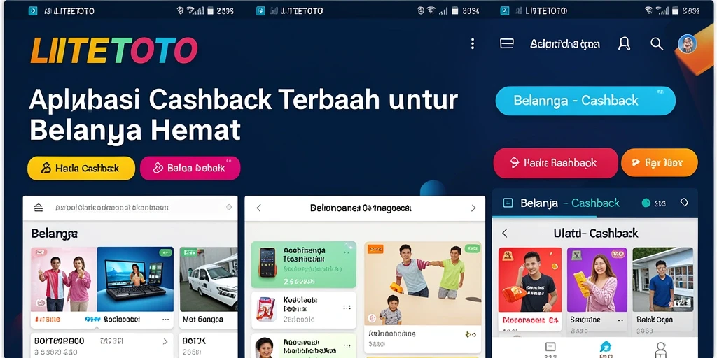 Tampilan antarmuka LITETOTO dengan fitur Cashback yang menarik.