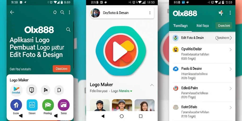 Tampilan antarmuka pengguna yang menarik dari OLX888 saat membuat logo.