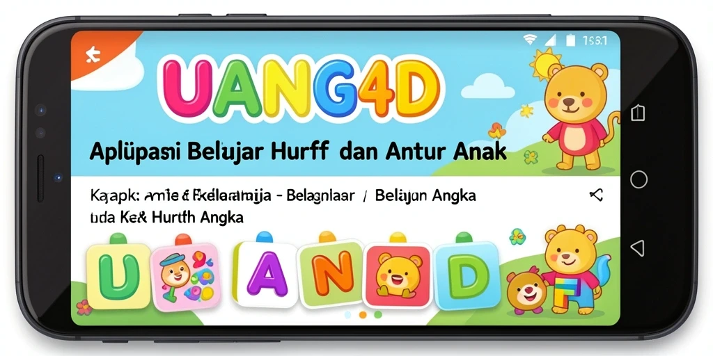 Antarmuka UANG4D yang menarik untuk belajar huruf dan angka.