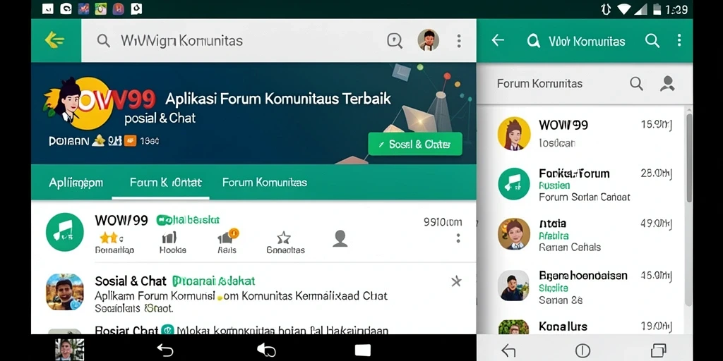 Tampilan antarmuka WOW99 yang menarik untuk Forum Komunitas.