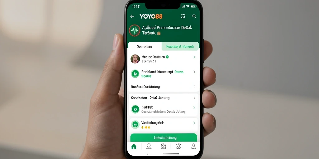 Tampilan antarmuka aplikasi YOYO88 untuk pemantauan detak jantung.