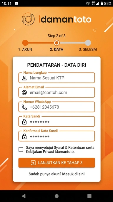 Cara Mudah Buat Akun Baru idamantoto